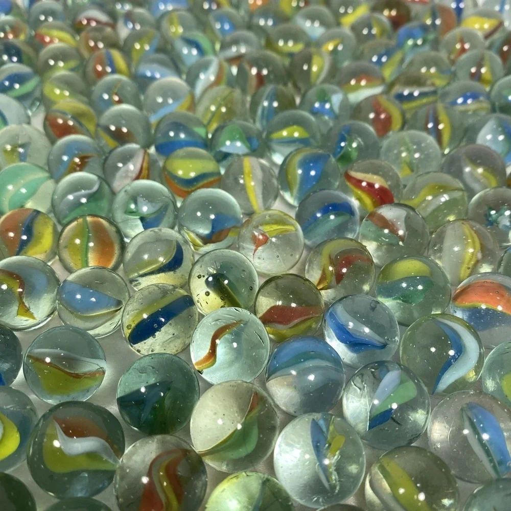 Vintage Marbles Glass Cat Eye Swirled Multi Colored Marble Cats Eyes Lot Of 250+